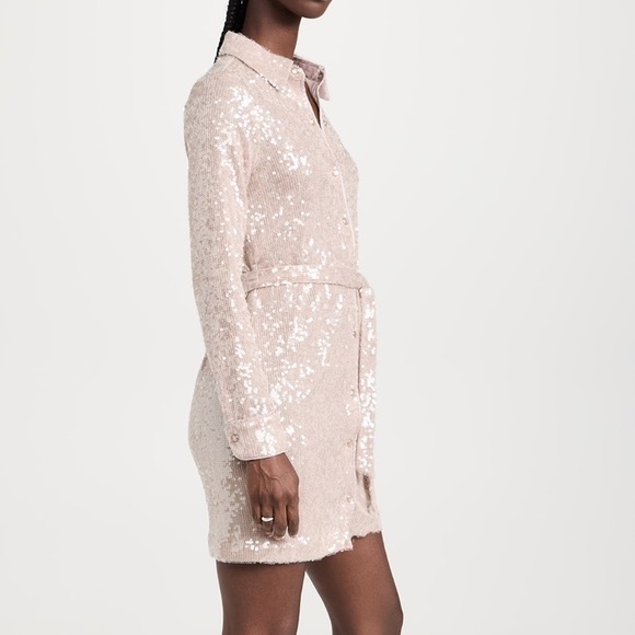 Le Superbe Inner Glow Nude Shine Shirt Dress Perfect Seqin Dress, MSRP $600 NWT - Picture 8 of 9